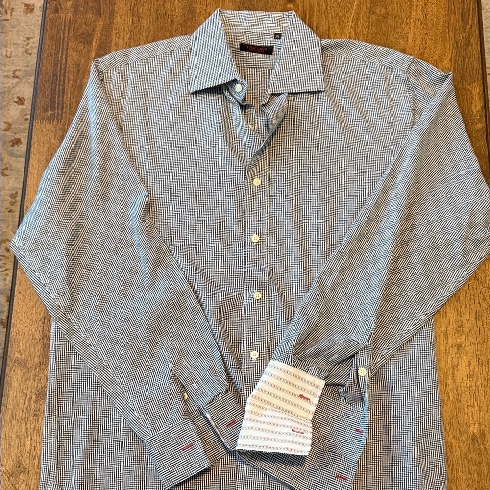 Elegant Black and White Patterned Button Down Shirt